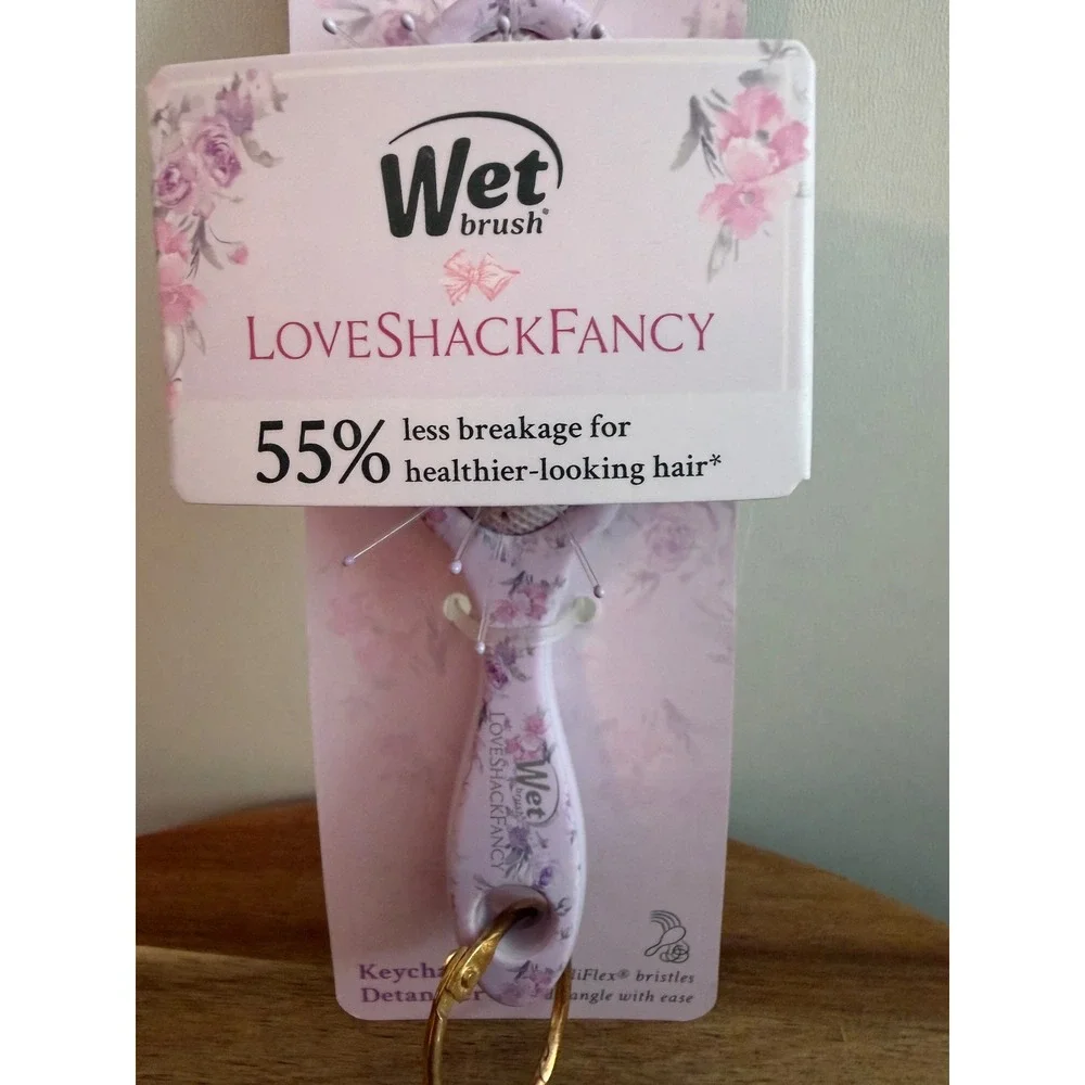 Wet Brush X Loveshackfancy Mini Detangler Brush Keychain Lavender Floral NEW